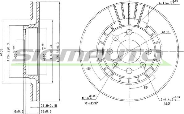 SIGMAUTO DBA206V - Спирачен диск vvparts.bg