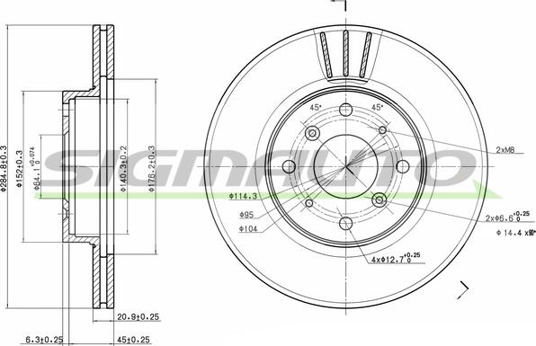 SIGMAUTO DBA201V - Спирачен диск vvparts.bg