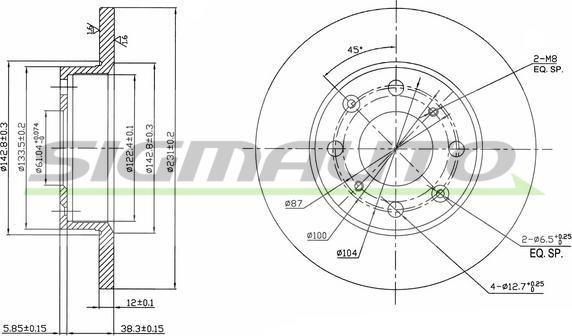 SIGMAUTO DBA203S - Спирачен диск vvparts.bg