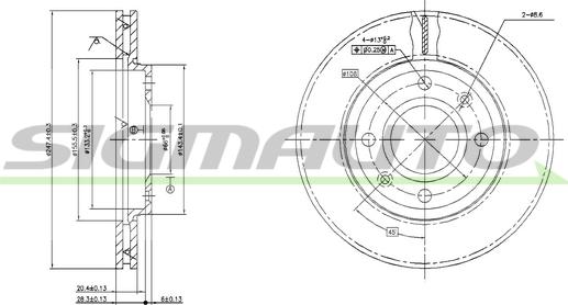 SIGMAUTO DBA214V - Спирачен диск vvparts.bg