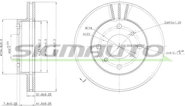 SIGMAUTO DBA234V - Спирачен диск vvparts.bg