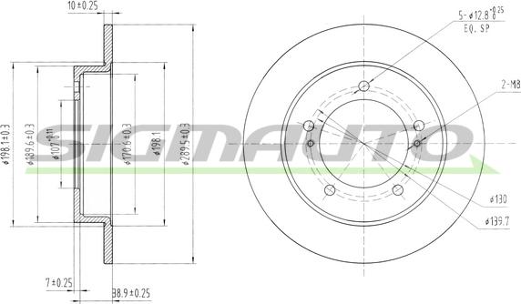 SIGMAUTO DBA233S - Спирачен диск vvparts.bg