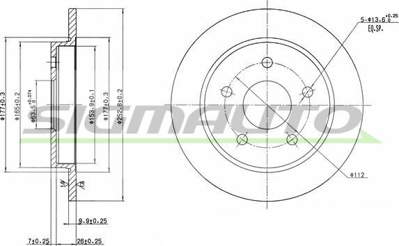 SIGMAUTO DBA232S - Спирачен диск vvparts.bg