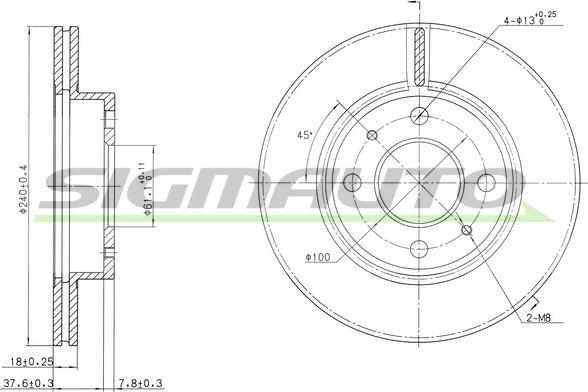 SIGMAUTO DBA227V - Спирачен диск vvparts.bg