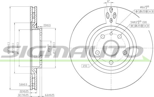 SIGMAUTO DBA797V - Спирачен диск vvparts.bg