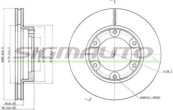 SIGMAUTO DBA701V - Спирачен диск vvparts.bg