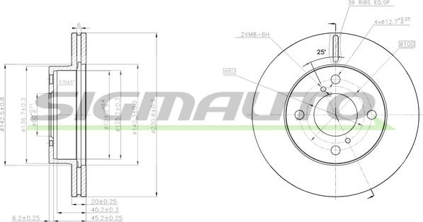 SIGMAUTO DBB960V - Спирачен диск vvparts.bg