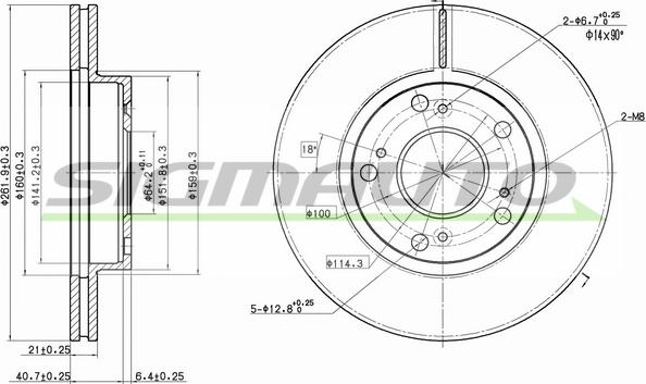 SIGMAUTO DBB939V - Спирачен диск vvparts.bg