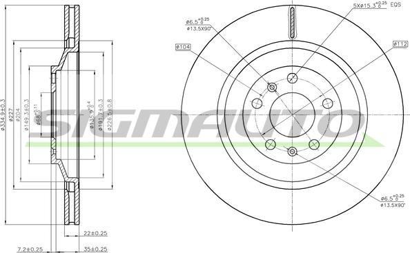 SIGMAUTO DBB935V - Спирачен диск vvparts.bg