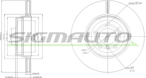 SIGMAUTO DBB936V - Спирачен диск vvparts.bg