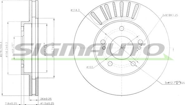 SIGMAUTO DBB494V - Спирачен диск vvparts.bg