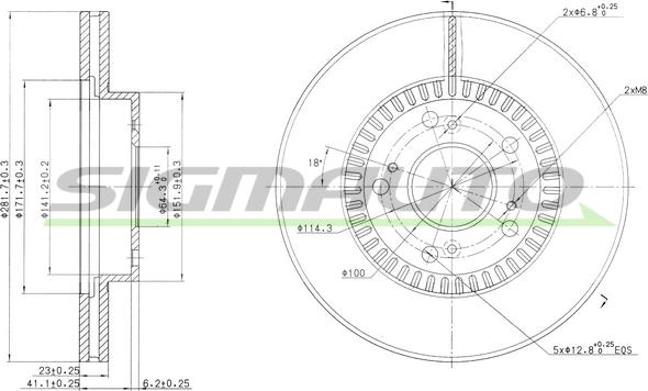 SIGMAUTO DBB496V - Спирачен диск vvparts.bg