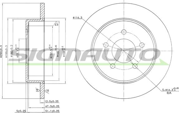 SIGMAUTO DBB492S - Спирачен диск vvparts.bg