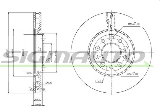 SIGMAUTO DBB449V - Спирачен диск vvparts.bg