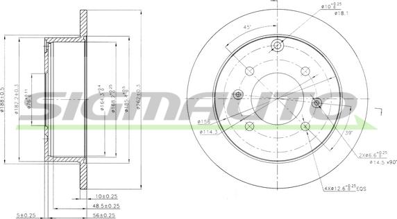 SIGMAUTO DBB448S - Спирачен диск vvparts.bg