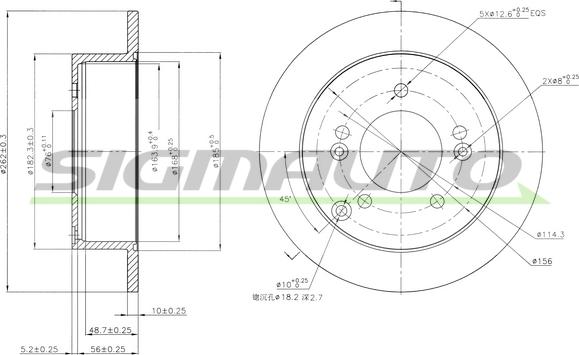 SIGMAUTO DBB447S - Спирачен диск vvparts.bg