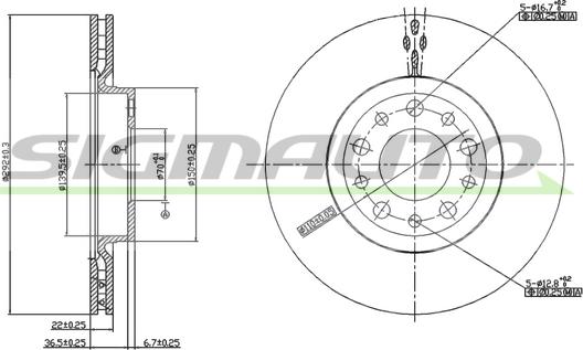 SIGMAUTO DBB454V - Спирачен диск vvparts.bg