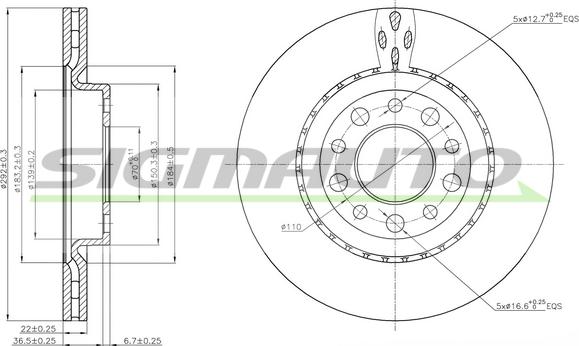 SIGMAUTO DBB456V - Спирачен диск vvparts.bg