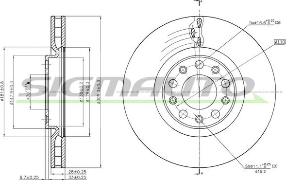 SIGMAUTO DBB451V - Спирачен диск vvparts.bg