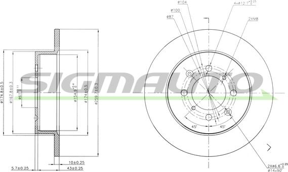 SIGMAUTO DBB466S - Спирачен диск vvparts.bg