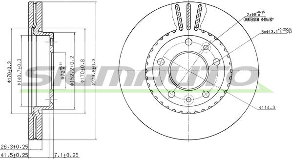 SIGMAUTO DBB460V - Спирачен диск vvparts.bg