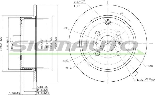 SIGMAUTO DBB417S - Спирачен диск vvparts.bg