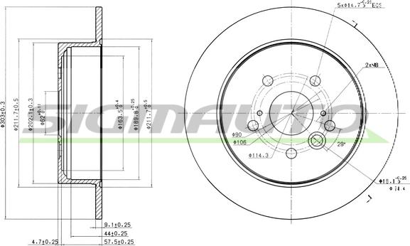 SIGMAUTO DBB486S - Спирачен диск vvparts.bg