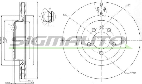 SIGMAUTO DBB434V - Спирачен диск vvparts.bg