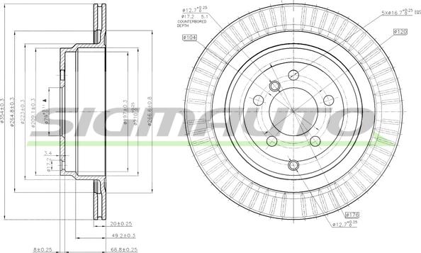 SIGMAUTO DBB437V - Спирачен диск vvparts.bg