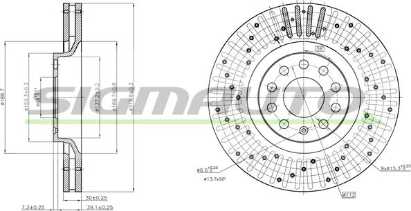 SIGMAUTO DBB422V - Спирачен диск vvparts.bg