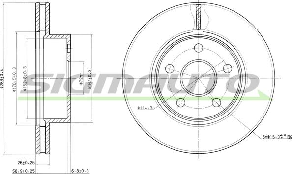 SIGMAUTO DBB471V - Спирачен диск vvparts.bg