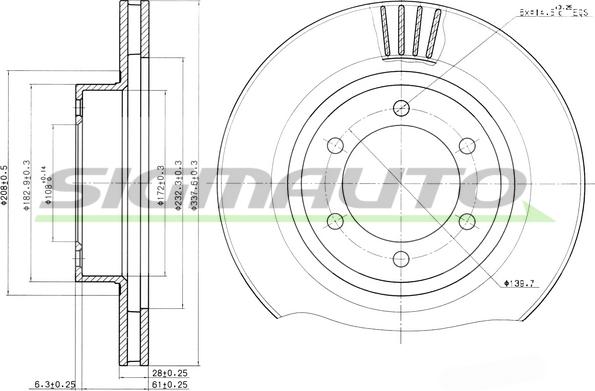 SIGMAUTO DBB594V - Спирачен диск vvparts.bg