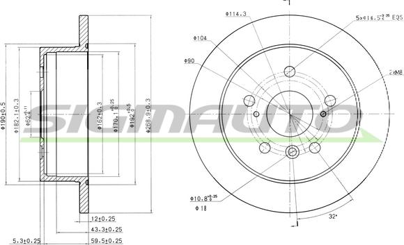 SIGMAUTO DBB598S - Спирачен диск vvparts.bg