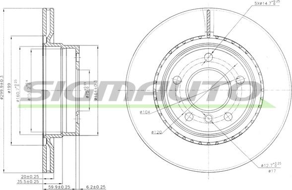 SIGMAUTO DBB549V - Спирачен диск vvparts.bg