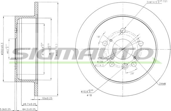 SIGMAUTO DBB545S - Спирачен диск vvparts.bg