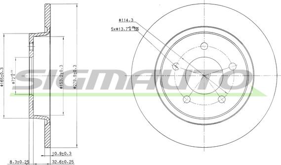 SIGMAUTO DBB546S - Спирачен диск vvparts.bg