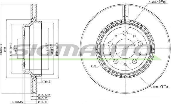 SIGMAUTO DBB551V - Спирачен диск vvparts.bg