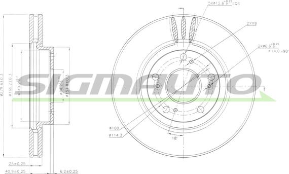 SIGMAUTO DBB557V - Спирачен диск vvparts.bg