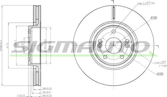 SIGMAUTO DBB511V - Спирачен диск vvparts.bg