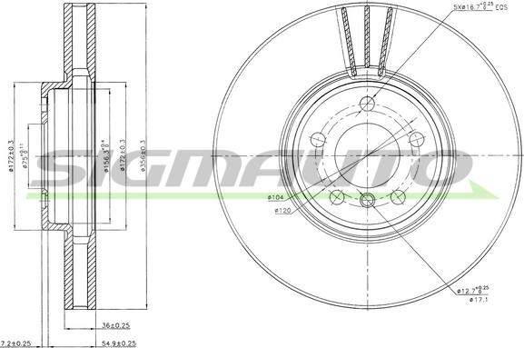 SIGMAUTO DBB584V - Спирачен диск vvparts.bg