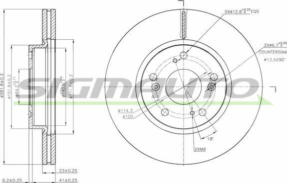 SIGMAUTO DBB539V - Спирачен диск vvparts.bg