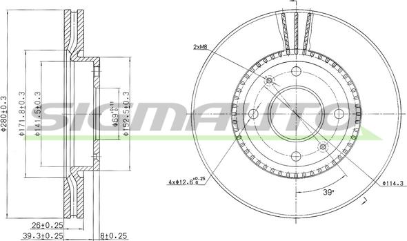 SIGMAUTO DBB522V - Спирачен диск vvparts.bg