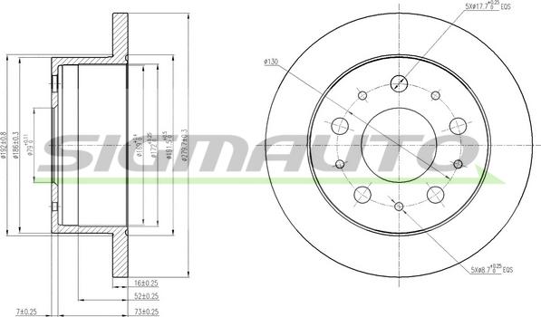 SIGMAUTO DBB574S - Спирачен диск vvparts.bg