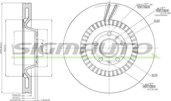 SIGMAUTO DBB572V - Спирачен диск vvparts.bg