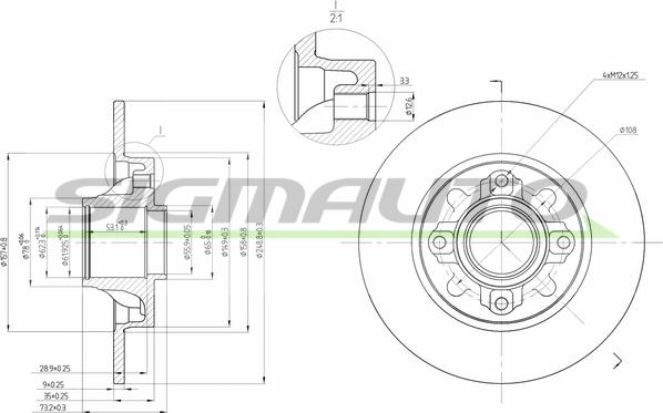 SIGMAUTO DBB696S - Спирачен диск vvparts.bg