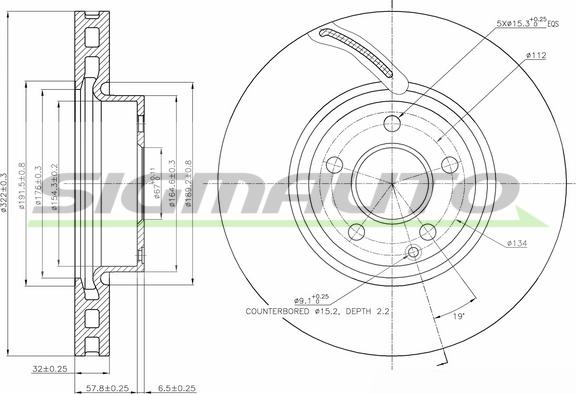 SIGMAUTO DBB692V - Спирачен диск vvparts.bg