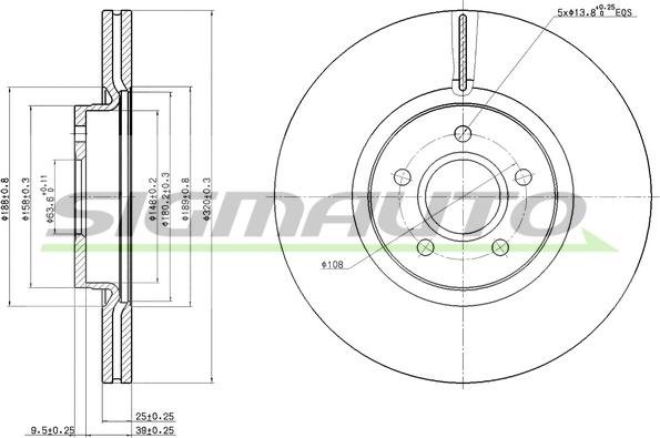 SIGMAUTO DBB649V - Спирачен диск vvparts.bg