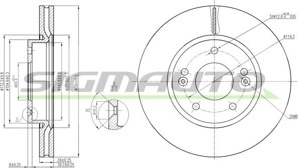 SIGMAUTO DBB619V - Спирачен диск vvparts.bg