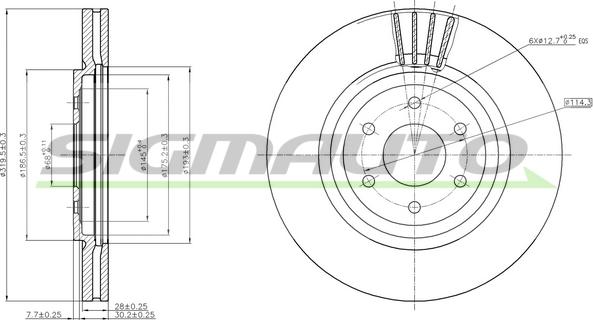 SIGMAUTO DBB611V - Спирачен диск vvparts.bg