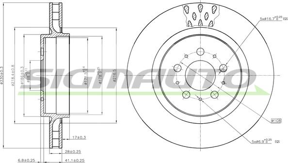 SIGMAUTO DBB683V - Спирачен диск vvparts.bg